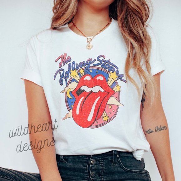 Tops - Rolling Stones Graphic T-shirt, Rolling Stones Shirt - White